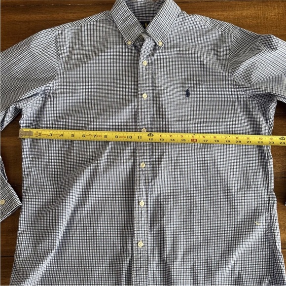 Ralph Lauren Plaid Blue Checkered Button-Down Shirt Pony Mens Sz L Cotton - Picture 5 of 9